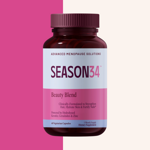 SEASON34 Beauty Blend bottle — daily hair, skin, and nails support for menopause.