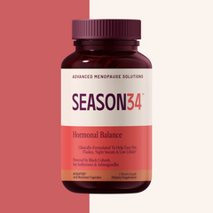 SEASON34 Hormonal Balance bottle — daily hormone-free menopause support.
