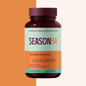 SEASON34 Metabolic Harmony bottle — daily stimulant-free metabolic support for menopause.