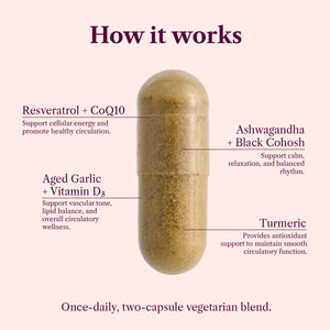 Vitamins capsule with labeled ingredients on a white background