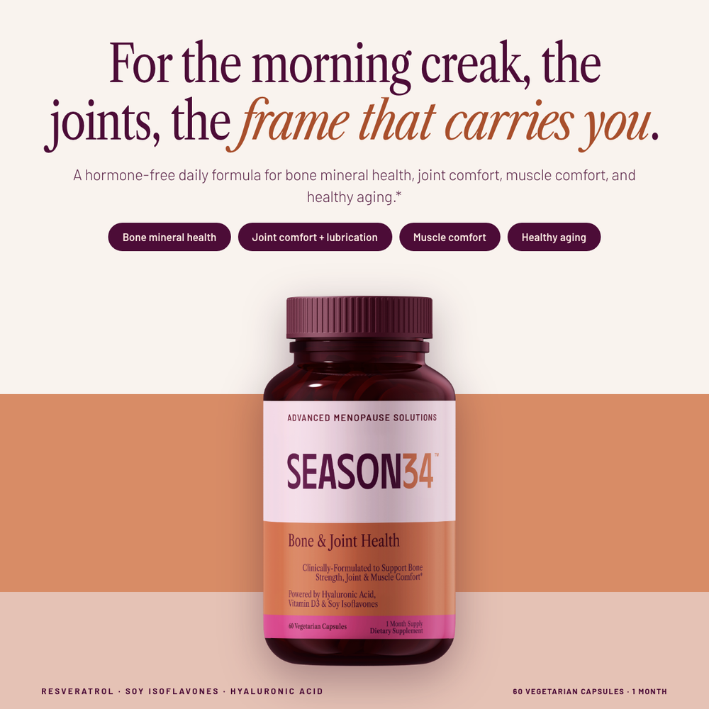 SEASON34 Bone & Joint Health bottle — daily bone and joint support for menopause.