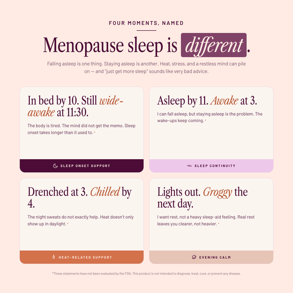 SEASON34 Sleep & Relaxation — built for the menopause sleep cluster women actually talk about.