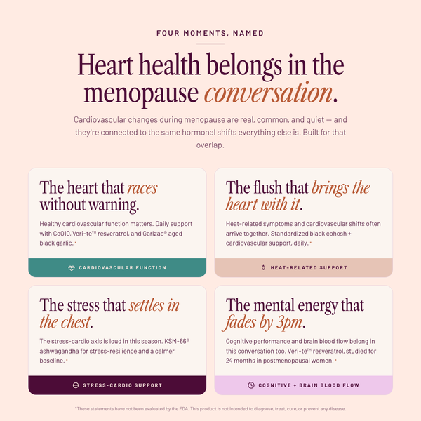 SEASON34 Cardiovascular Support — built for the heart-mind shifts of perimenopause and menopause.