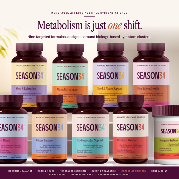 SEASON34 system — nine targeted menopause formulas.
