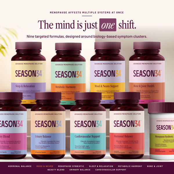 SEASON34 system — nine targeted menopause formulas.