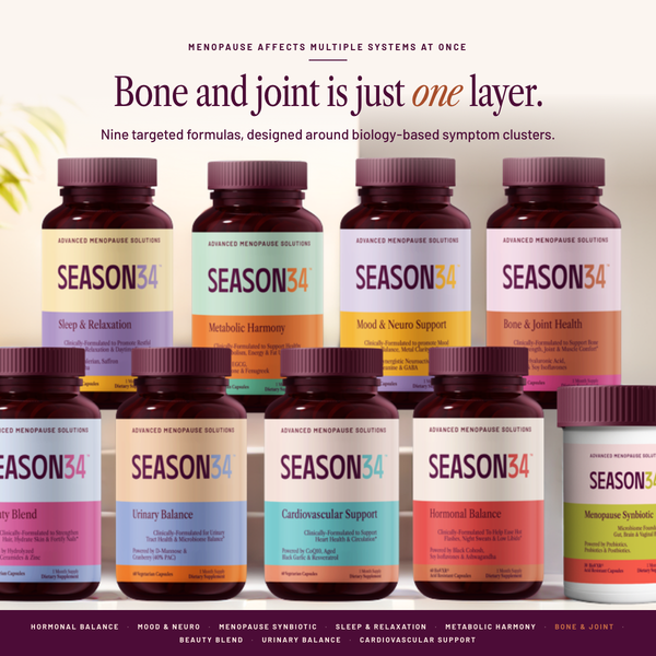 SEASON34 system — nine targeted menopause formulas.