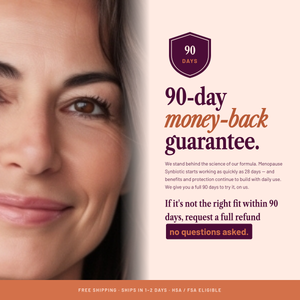 SEASON34 Menopause Synbiotic 90-day money-back guarantee.