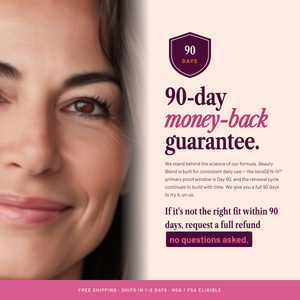 SEASON34 Beauty Blend 90-day money-back guarantee.